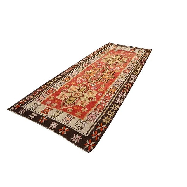 Boho Chic Vintage Mid Century Turkish Kilim For Sale - Image 3 of 7