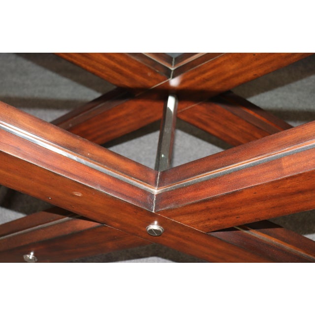 Brown Post Modern Contemporary Wood Steel and Glass Console Table For Sale - Image 8 of 10