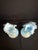 Antique Pair Victorian Blue Satin Cased Glass Pitcher Ewers Hand Painted Orchids Frosted Coral Branch Handles Ruffled Rim - a Pair For Sale In Boston - Image 6 of 18
