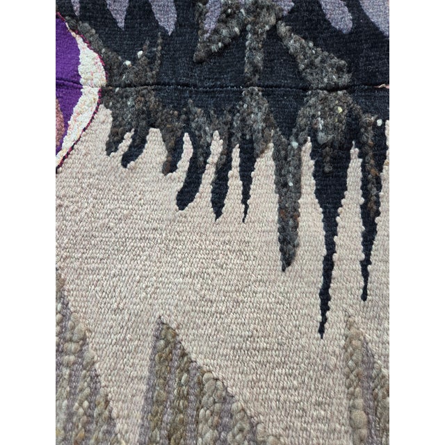 1980s Dinosaur Egg: Hand Woven Tapestry Primitive Flower Series For Sale - Image 4 of 9