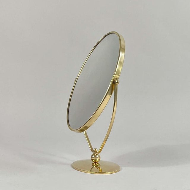 Art Deco Double-Sided Brass Table Mirror, 1940s For Sale - Image 3 of 16