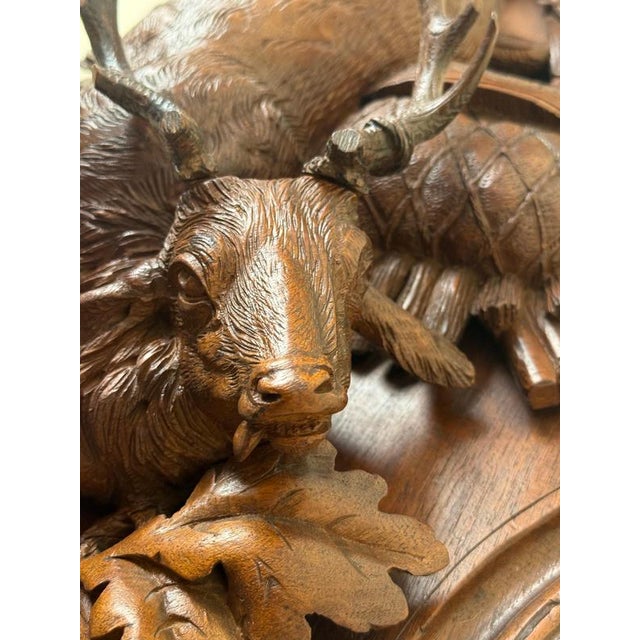 Black Forest Hunting Plaque attributed to Johann Flück, 1880 For Sale - Image 15 of 18
