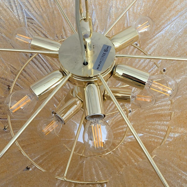 Vintage Gold-Palmette Murano Glass Pendant Light, 2000 For Sale - Image 11 of 12