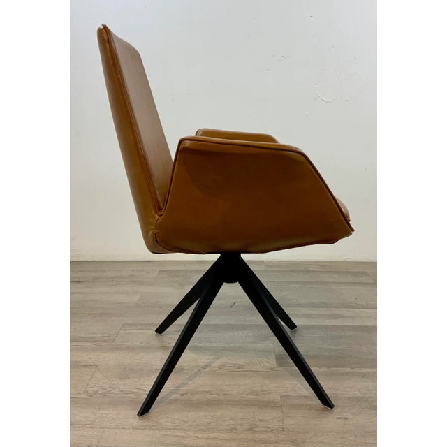 2020s Mid- Century Modern Style Butterscotch Faux Leather Desk Chair For Sale - Image 5 of 7