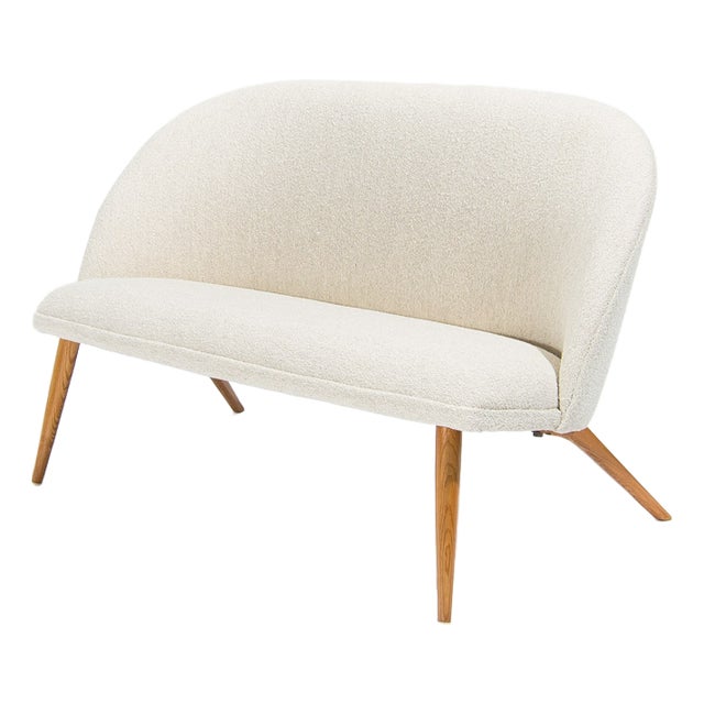 Vintage Swedish Sofa in Cream Boucle, 1940s For Sale