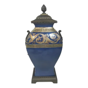 Neoclassical Cobalt Blue & Gold Vase Urn