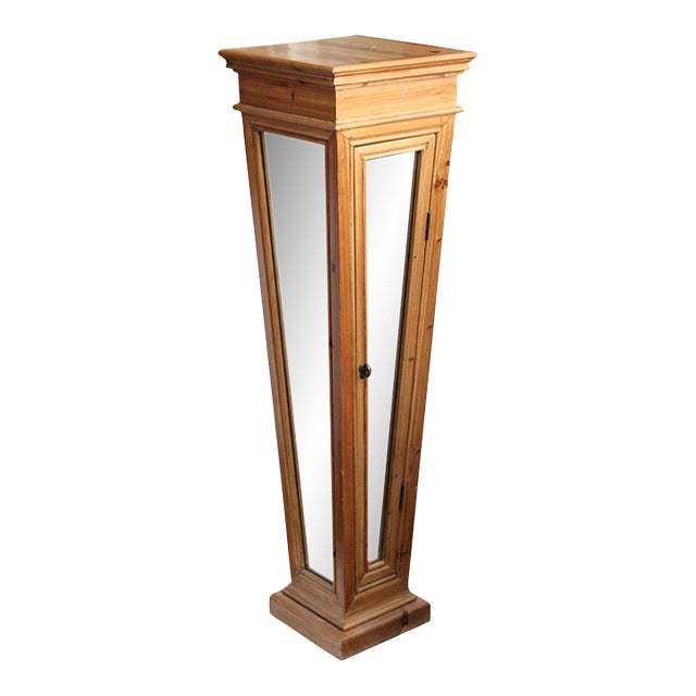 Wooden Mirrored Storage Pedestal For Sale