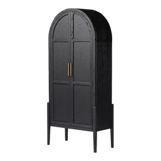 Four Hands Tolle Panel Door Cabinet, Drifted Matte Black For Sale