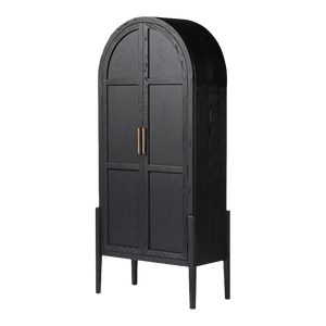 Four Hands Tolle Panel Door Cabinet, Drifted Matte Black