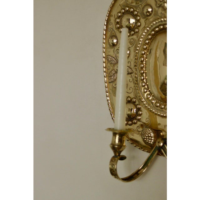 Large Mid-Century Swedish Baroque Style Brass Sconces, Set of 2 For Sale - Image 13 of 17
