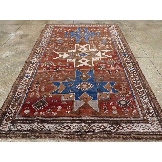 Mid 20th Century Galerie Shabab Collection Mid-20th Century Handmade Caucasian Kazak Tribal Accent Rug For Sale - Image 5 of 10