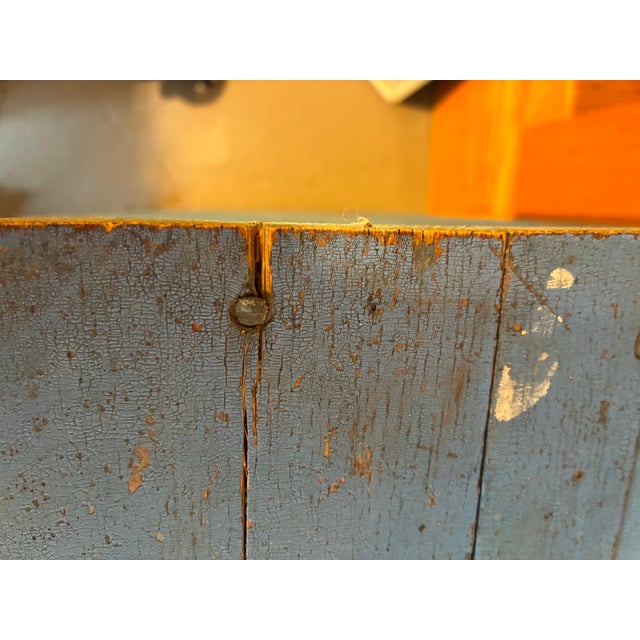 1900 - 1909 Early American Blue Painted Chest of Drawers With Two Long Drawers, Ogee-Form Base in Front and Sides For Sale - Image 5 of 9