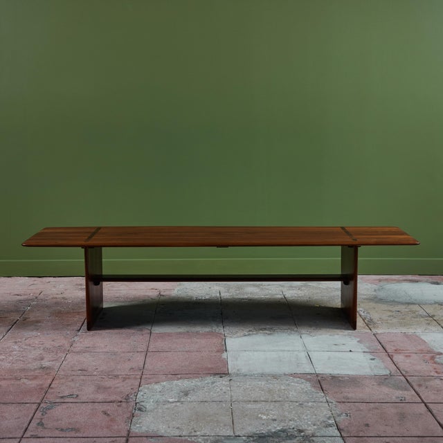 Mid-Century Modern Brown Saltman Walnut Coffee Table For Sale - Image 3 of 12