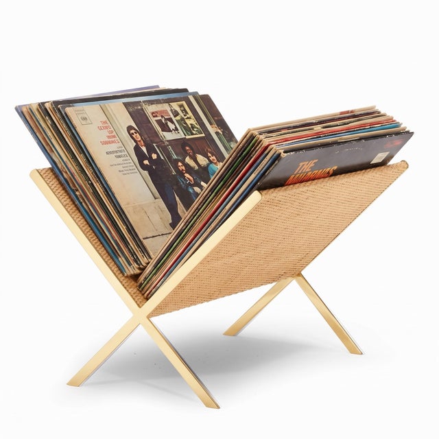 Brass Aerin Collette Cane Magazine Rack, Brand New For Sale - Image 8 of 8