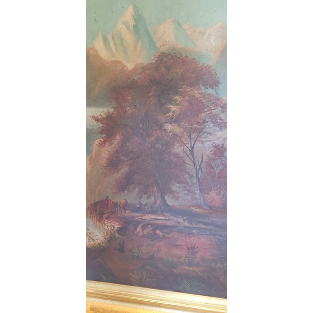 Rare 19th Century Oil Painting Hudson Valley Indian Chief Landscape For Sale - Image 13 of 14