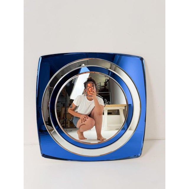 Offered for sale is a striking Italian vintage mirror with an unusual and playful design, dating to circa the 1970s. Its...