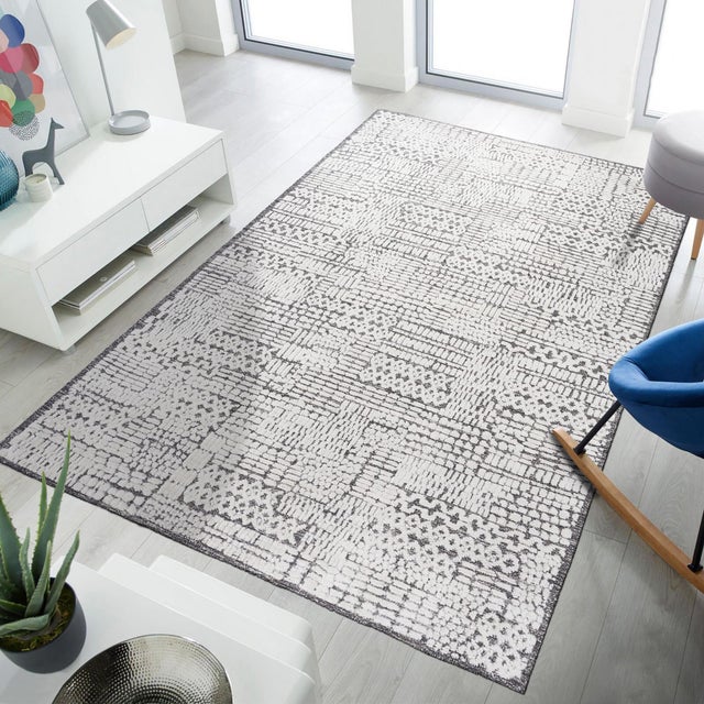 Ivory Ivory Gray Abstract Modern Hand-Knotted Wool Rug 8x10 For Sale - Image 8 of 8