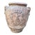Vintage Tuscan Style Terracotta Garden Urn With Mascaron Handles and Heraldic Crest For Sale