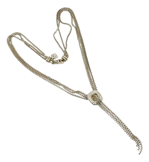 Late 20th Century David Yurman Dy Sterling Silver Diamond Lariat Waterfall Tassel Necklace