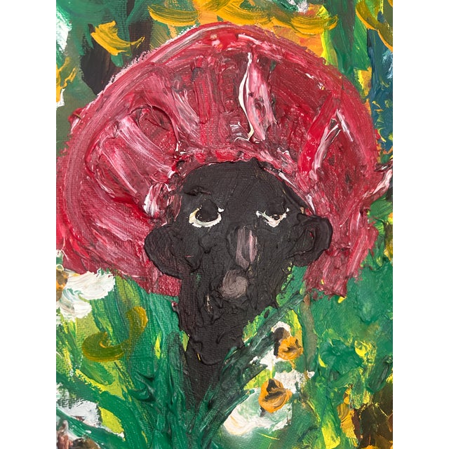 Medium sized abstract painting by self-taught Florida artist Alyne Harris (1942-2025) featuring a beautiful green...