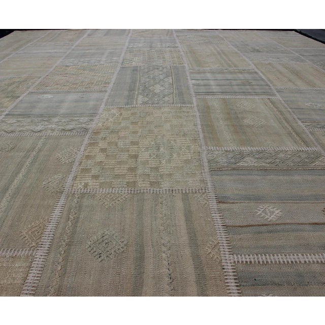 Large Turkish Kilim in Tan, Blue, Taupe, Light Green & Neutral Colors For Sale In Atlanta - Image 6 of 12