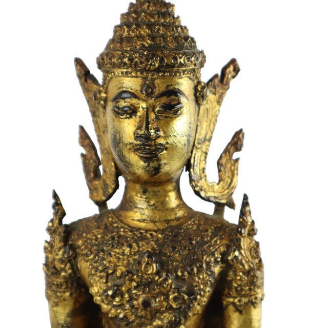 Thai Artist, Standing Buddha, 1800s, Bronze and Gold Leaf For Sale - Image 3 of 11