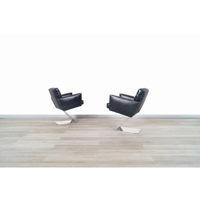 Thayer Coggin Vintage Stainless Steel "Z" Lounge Chairs by Milo Baughman for Thayer Coggin For Sale - Image 4 of 13