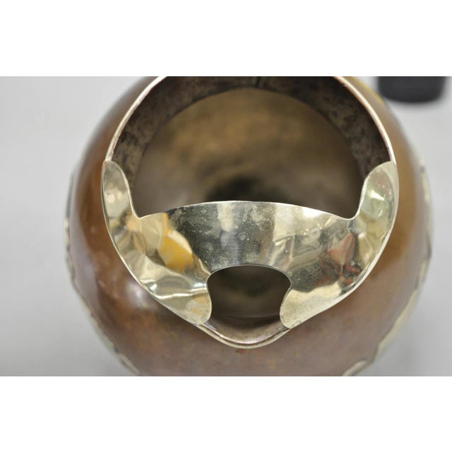Vintage Artesanias Taxco Mexico Primitive Water Pitcher Silver Mounted Copper For Sale - Image 10 of 16