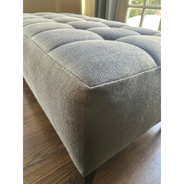 Textile 21st Century Transitional Tufted Gray Upholstered Ottoman — Designer Showroom Chicago For Sale - Image 7 of 12