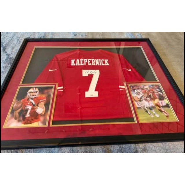 Textile Kaepernick Autographed Framed 49ers Jersey For Sale - Image 7 of 11