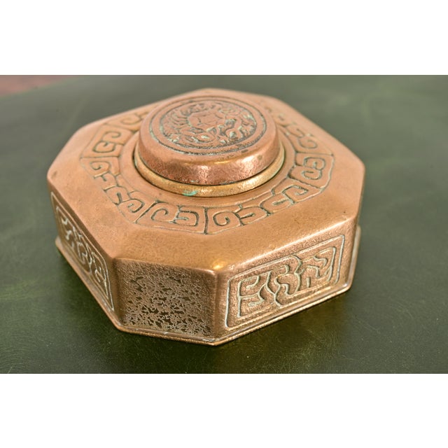 Tiffany Studios New York Zodiac Bronze Doré Inkwell For Sale - Image 12 of 12