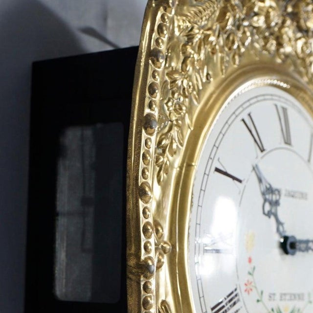 19th Century Antique French Louis Jaquine Brass Wag-on-the Wall Clock 19th C For Sale - Image 5 of 8