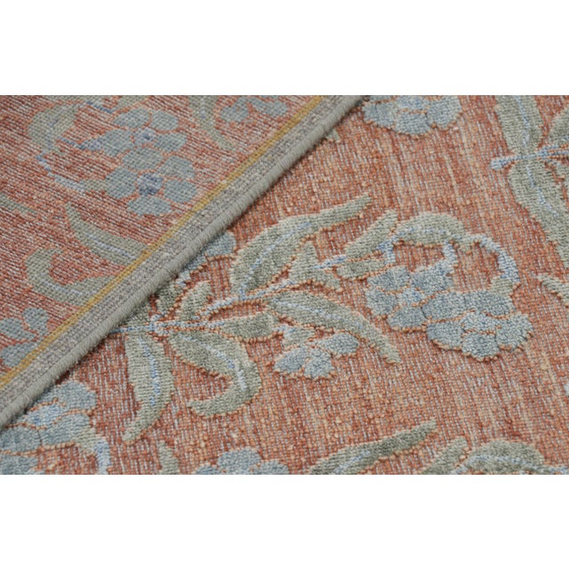 Textile Rug & Kilim’s Block Print Rug Design With Blue and Green Floral Patterns For Sale - Image 7 of 7