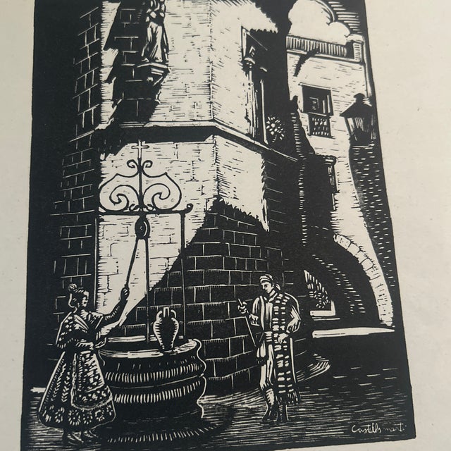 Pair of Circa 1930 Woodcut Engravings by Castells Marti / Hand Signed For Sale - Image 4 of 7