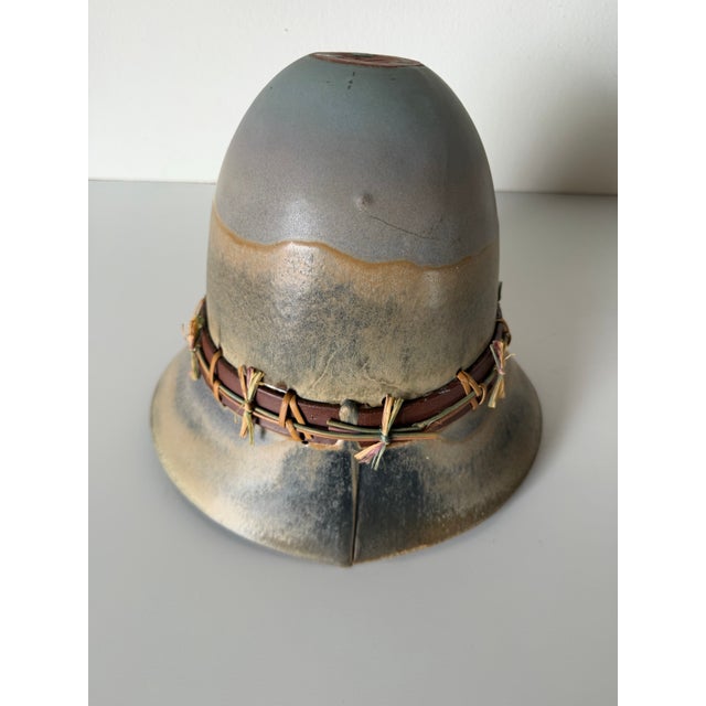1980s Vintage Organic Studio Art Ceramic Vase With Natural Fiber Detail For Sale - Image 11 of 12