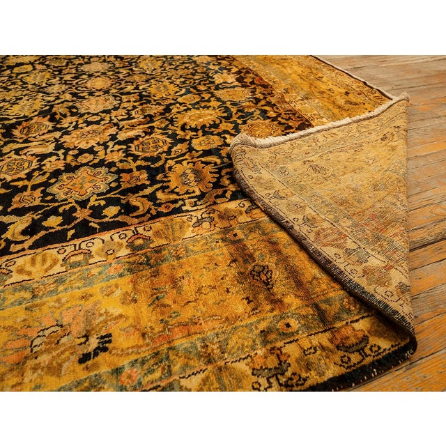 1890s Blue Traditional Geometric Antique Knotted Wool Persian Malayer Gallery Rug For Sale - Image 9 of 11