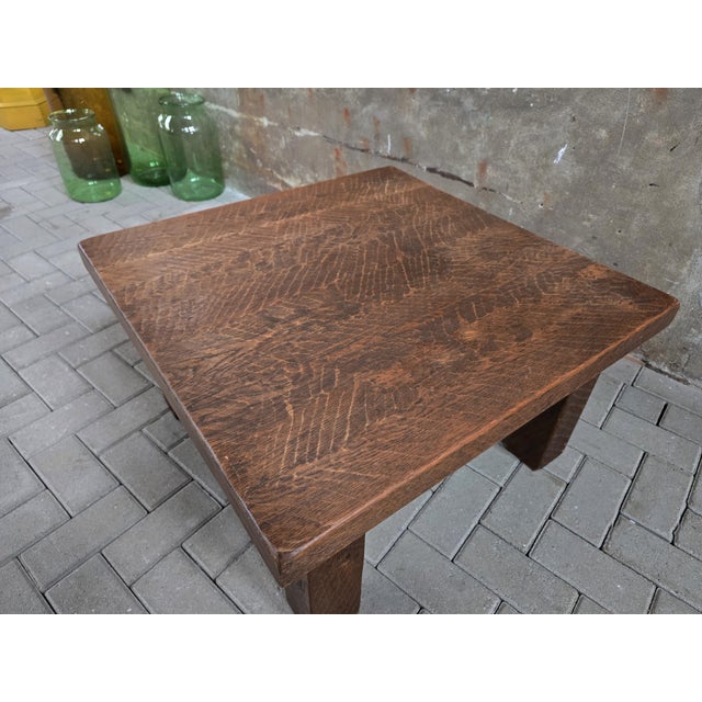 Large Mid-Century Modern Square Oak Coffee Table, 1970s For Sale - Image 11 of 13