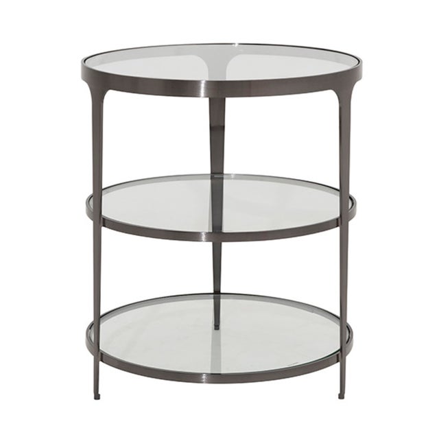 Level up your decor game with the Vienna Three Tier End Table - Glass &amp; Gunmetal. This round beauty offers three tiers...