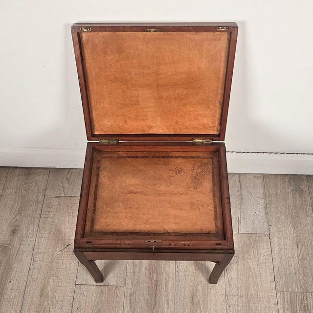 19th Century 19th Century English Victorian Mahogany Brass-Mounted Box on Later Custom Stand For Sale - Image 5 of 9
