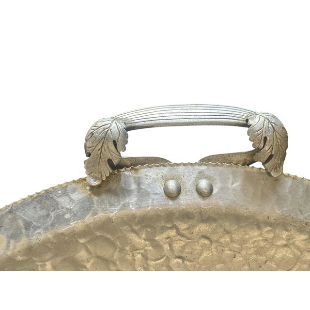 Vintage Stamped Silver Hammered Tray Elegant Coffee Table Placement or Serving Makers Mark For Sale In Miami - Image 6 of 7