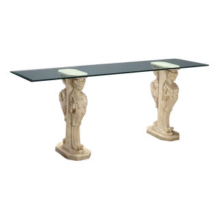 Italian Neoclassical Console Table in Glass and Plaster For Sale