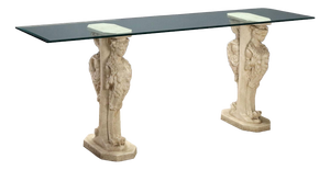 Italian Neoclassical Console Table in Glass and Plaster