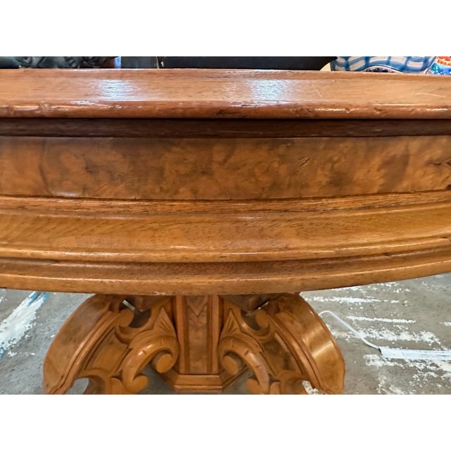 Italian Regency 48" Round Extension Dining Table ( 4 Leaves )( 18th-Early 19th Century) on Wheels Walnut and fruitwood...