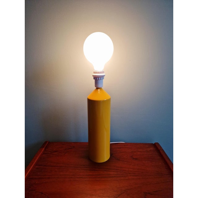 Large Vintage Table Lamp in Yellow Lacquered Metal, 1980s For Sale - Image 10 of 11