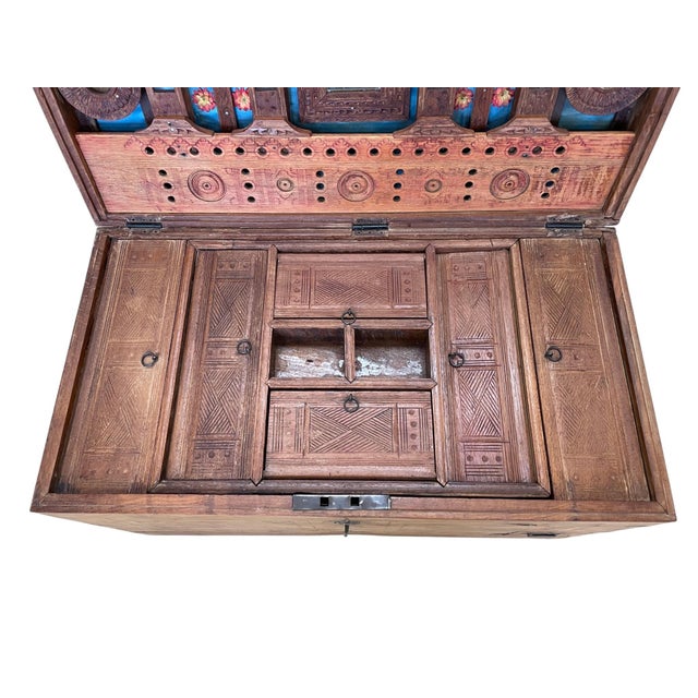 Wood Antique Victorian Travelling Cleric's Teak Trunk For Sale - Image 7 of 10