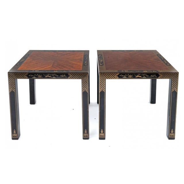 Vintage Pair of Drexel "Etcetera" Lacquered Chinoiserie Tables For Sale - Image 9 of 10