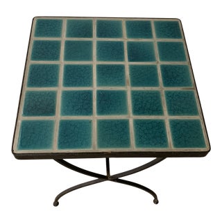 Iron Side Table With Tile Top For Sale