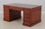 English Reprodux English Yew Wood Green Leather Top Desk For Sale - Image 3 of 18