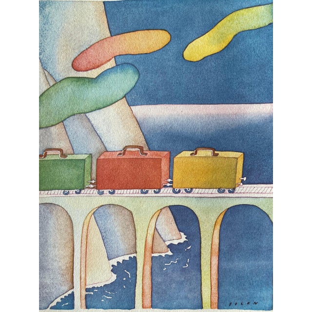 Jean-Michel Folon, Le train de valises, Etching For Sale