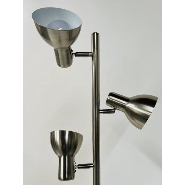 Metal Modern Three Light Adjustable Chrome Floor Lamp For Sale - Image 7 of 9